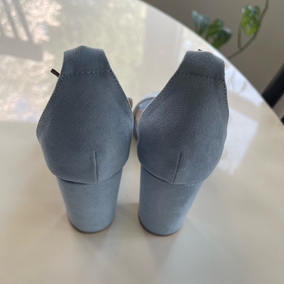 Windsor Dusty Blue Faux Suede Block Heel Sandal - 8 - Picture 3 of 4